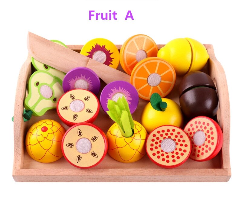 Holz klassische spiel simulation küche serie spielzeug Schneiden Obst und Gemüse Spielzeug Montessori Frühen bildung: Fruit A