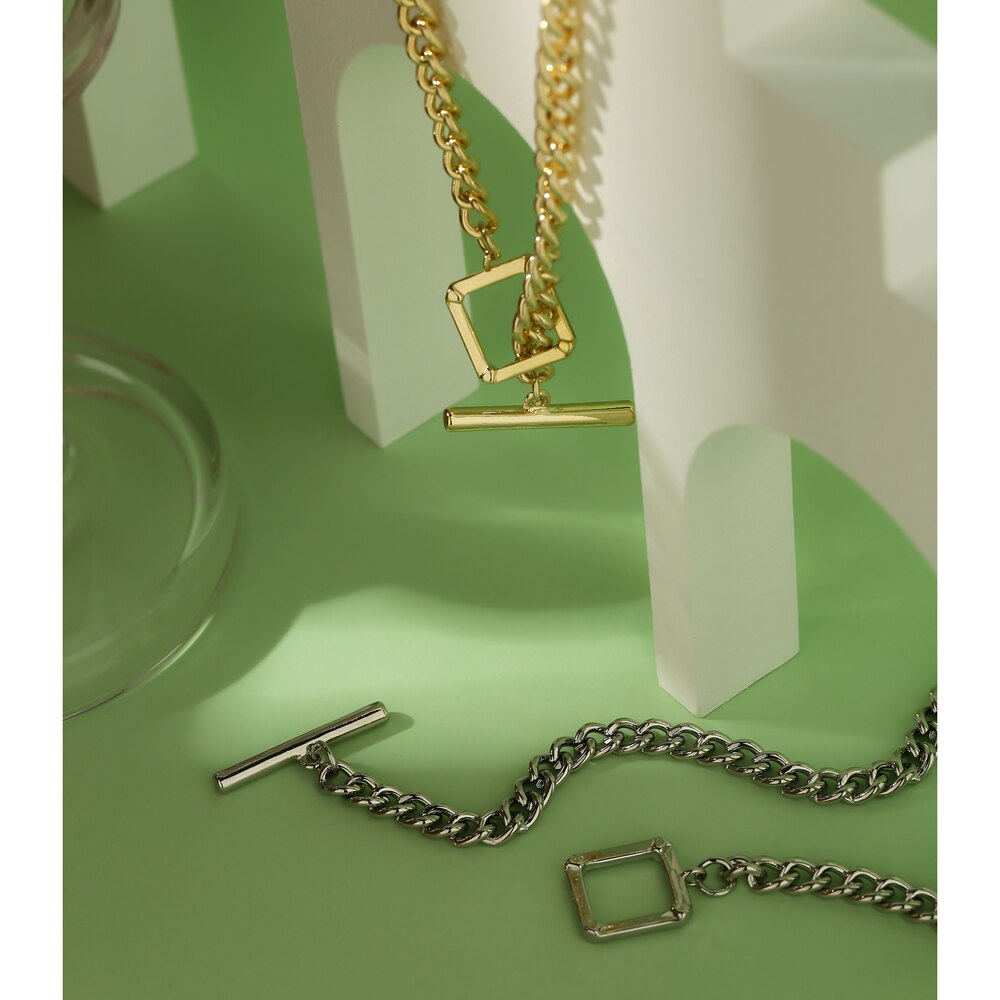 Yhpup Charme Metall Verknüpfung Kette Halskette einstellen für Frauen collane donna Goldene aussage Schmuck Halsband Halskette бижутерия