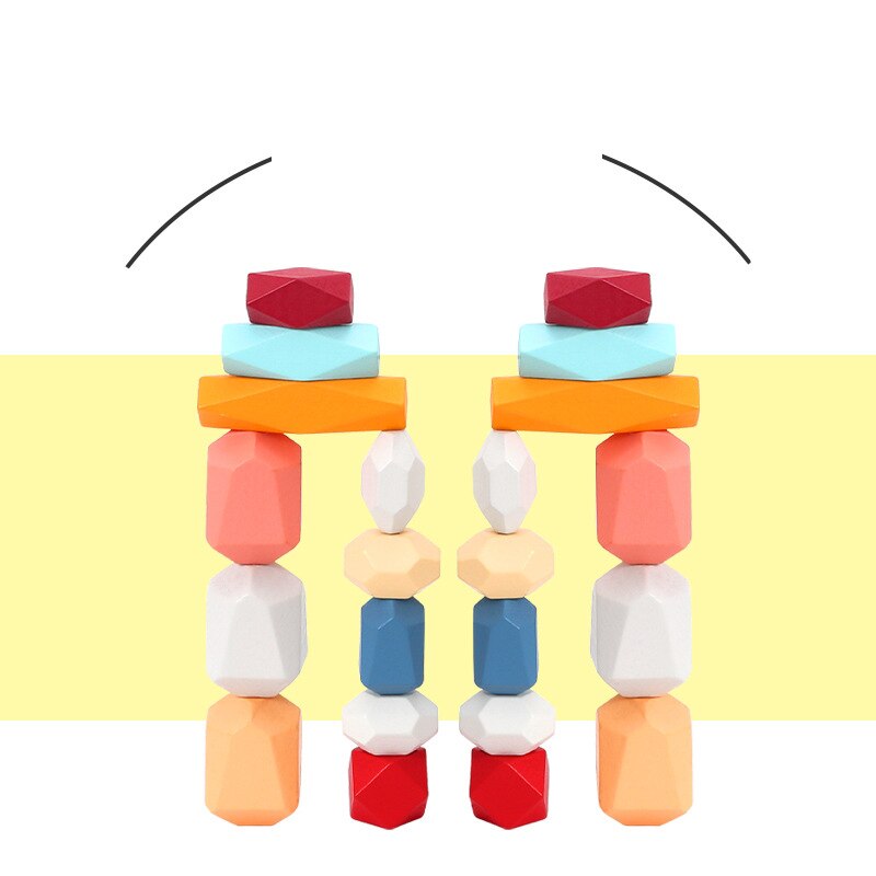 Houten Bouwsteen Gekleurde Steen Educatief Speelgoed Nordic Stijl Stapelen Spel Regenboog Steen Baby Speelgoed