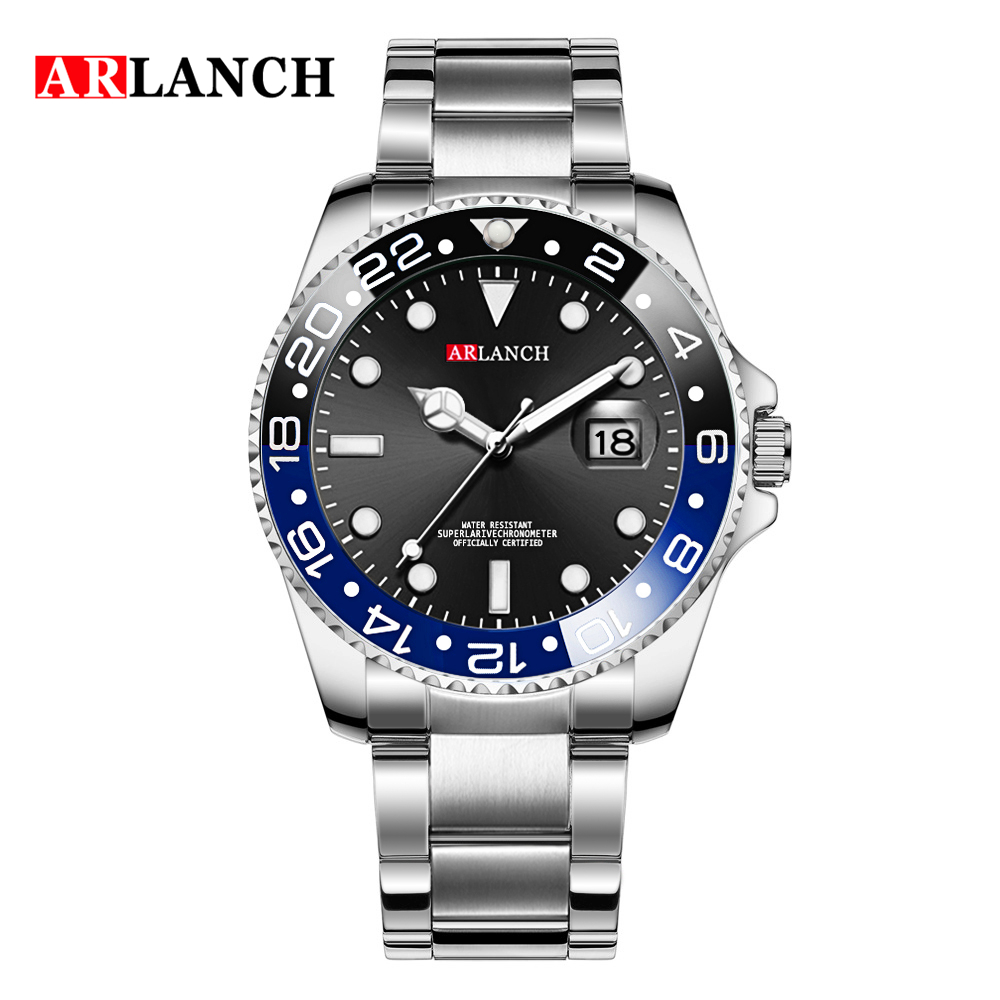 Arlanch herre quartz ur topmærke luksus vandtætte ure herre sports dato armbåndsure sort relogio masculino: Rose