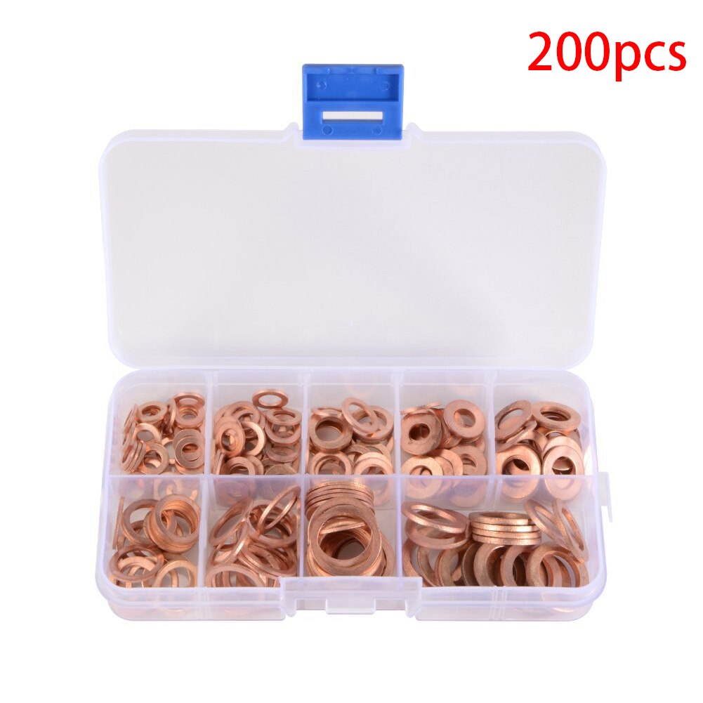 Copper Washer Gasket Nut and Bolt Set Flat Ring Seal Assortment Kit with box -M14 Electrical Woodworking Washers