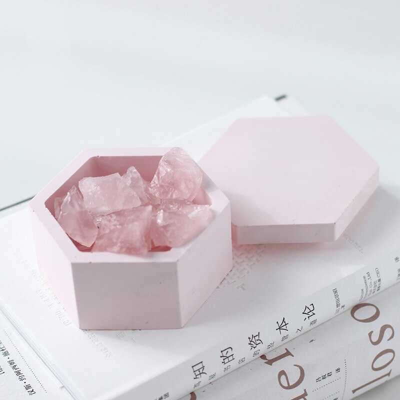 Hexagone forme boîte à bijoux béton Silicone moules géométrique gypse plâtre boîte de rangement moule ciment argile artisanat moule