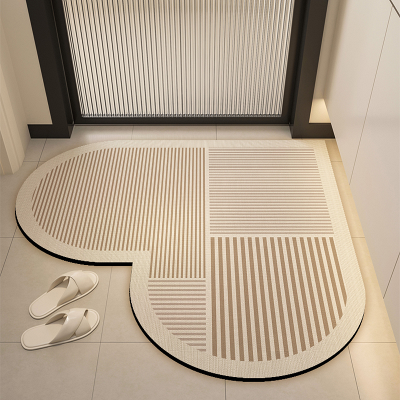 Diatom mud heart-shaped bathroom absorbent floor mat, bathroom door mat, entrance door mat, quick drying anti slip carpet: 40x60+40x120cm / Navy Blue