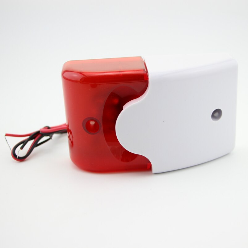 12V Mini Indoor Wired Siren with Red light Flash Sound Home Security Alarm Strobe System 110dB