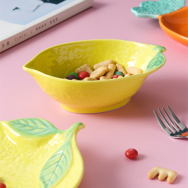 Japanese-style Lemon-shaped Plates Cute Dishes Household Rice Bowls Dessert Plates Fruit Plate Ceramic Plate
