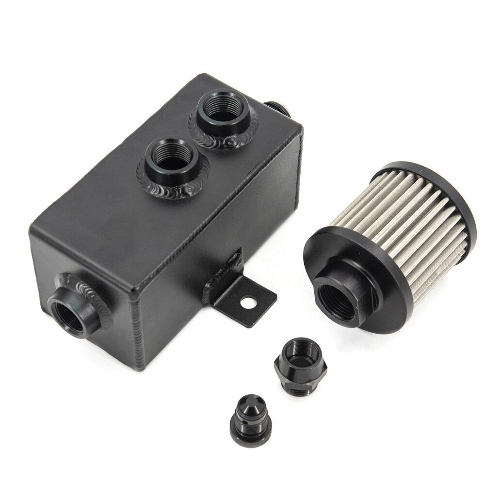 Universal Auto 1L Aluminum Oil Catch Can Tank Fuel Tank With Breather &amp; Filter Drain