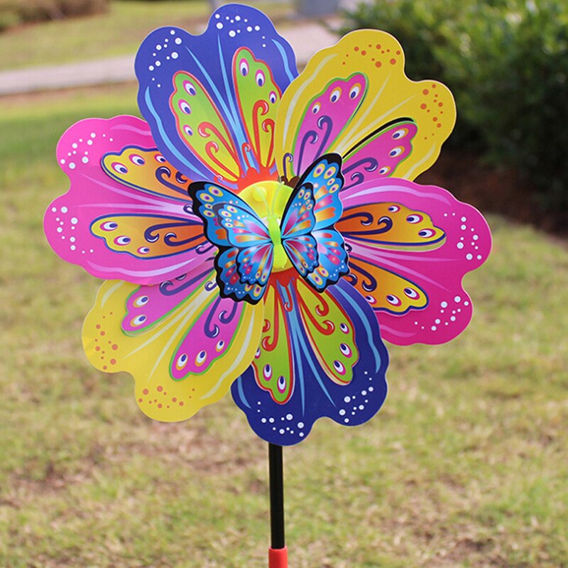 Schmetterling Blume Windmühle Bunte Wind Spinner Garten Hof Dekoration freundlicher Spielzeug