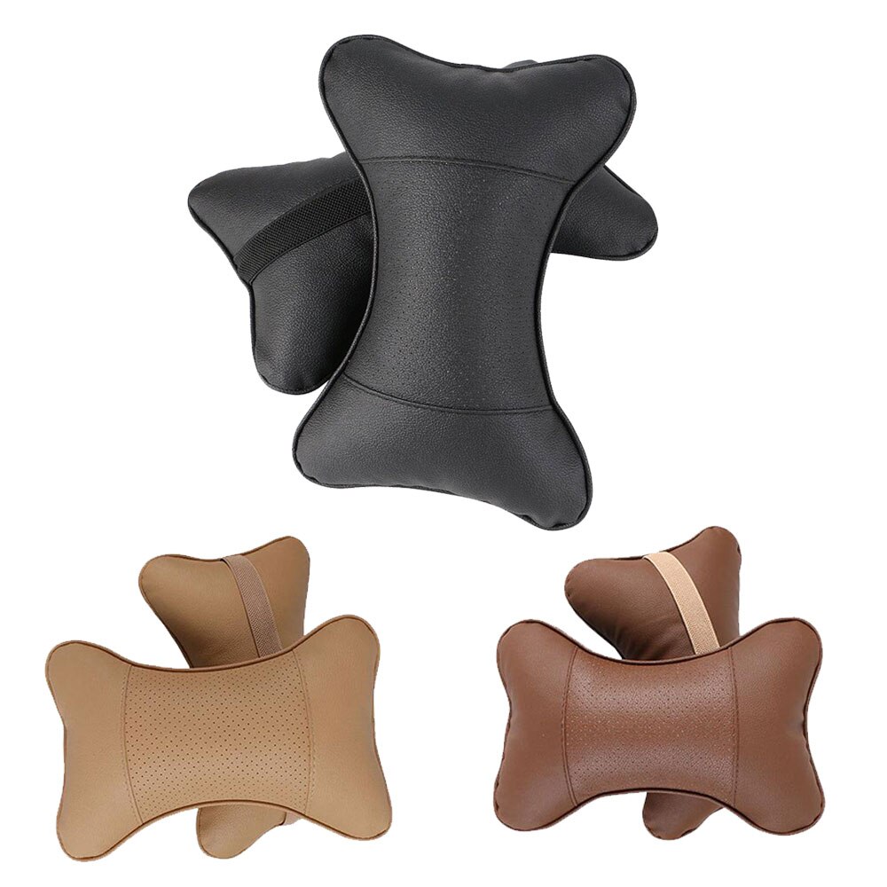 Almohada de cuero para el cuello del coche, reposacabezas transpirable, accesorios para la mayoría de los coches