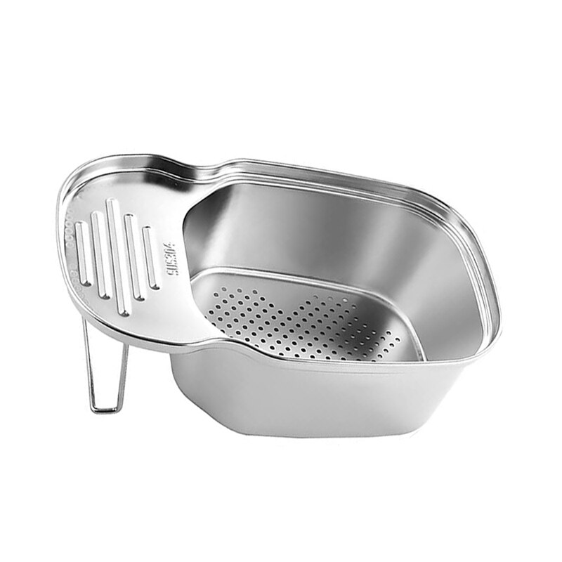 Sink Strainer Funnel Drain Basket Multifunctional Saddle-Shaped Left Mesh Stainless Steel Filter: Silver