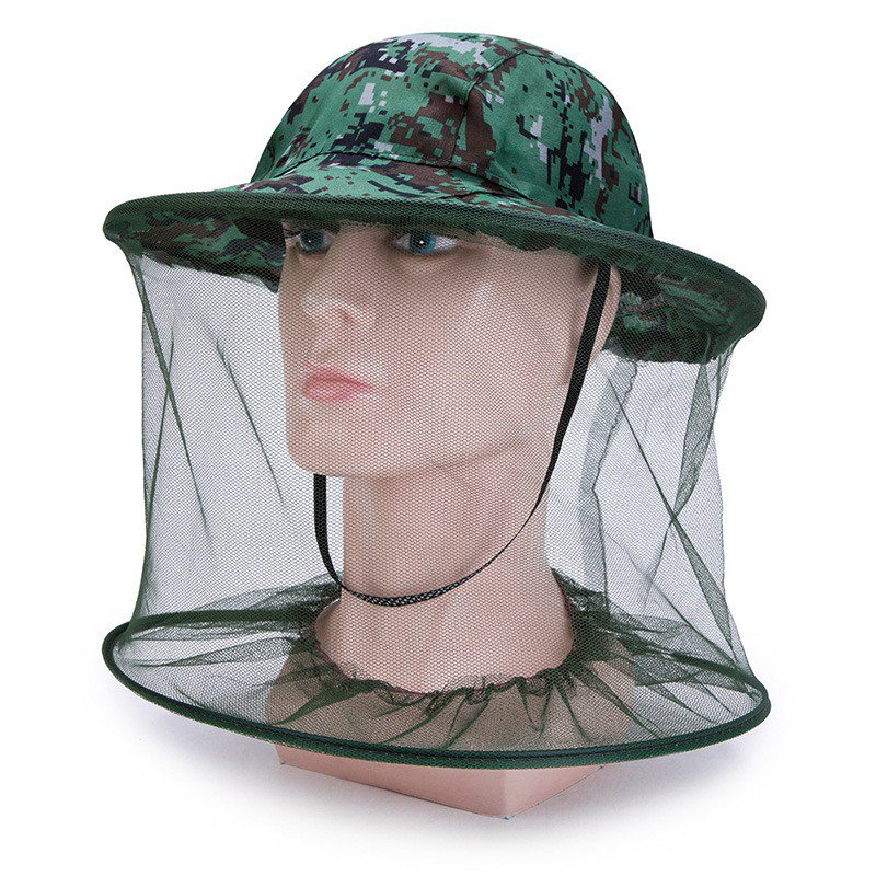 Myggehoved nethat fisk biavl gaze kasket anti myg solbeskyttelse felt jungle maske ansigtsbeskyttelse mesh cover cap hat: C