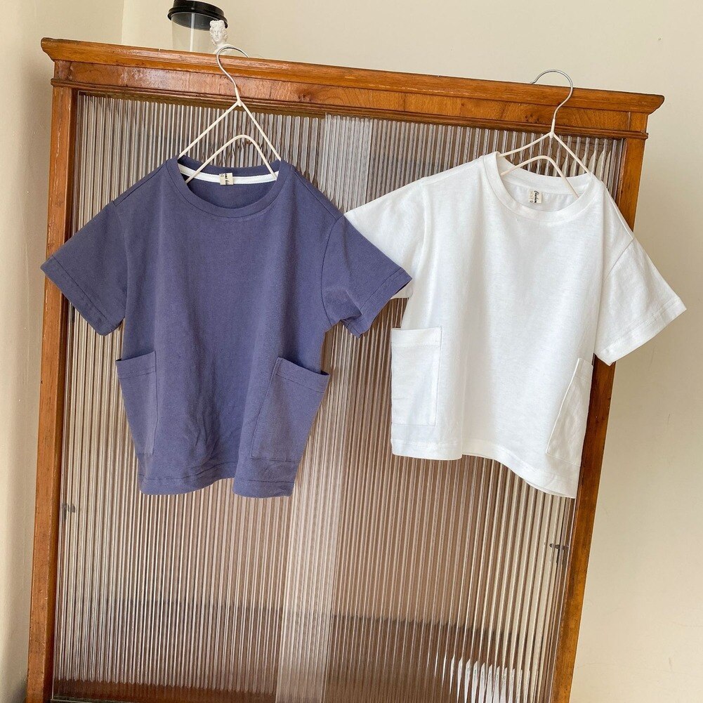 T-shirt à manches courtes pour garçons et filles, couleur unie, 2-6T, été