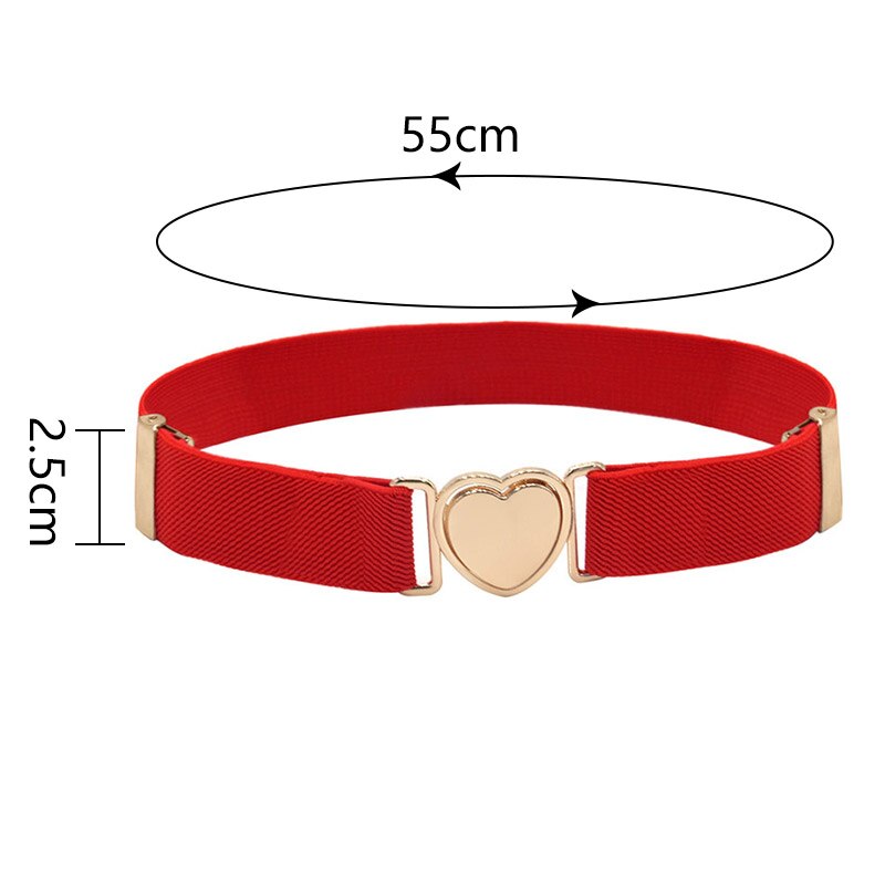 Style Heart Shape Buckle Stretch Belts Children Girls Multicolor Adjustable Elastic Waist Belts with for Dress Pants