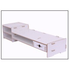 A, Monitor stand Monitor lift Desktop organizer Care neck Work space organizer Keyboard shelf with drawer: white