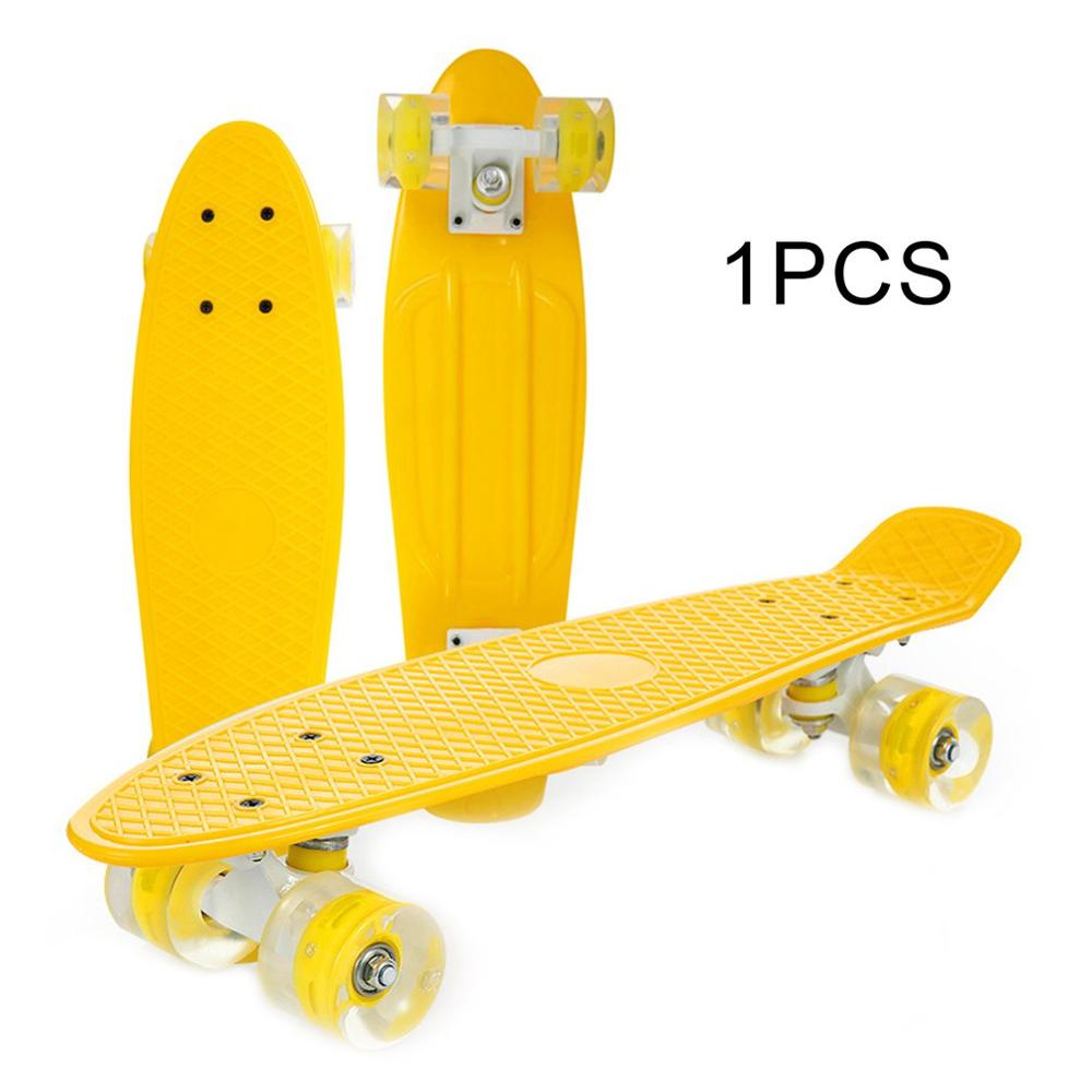 8 Colors Aluminum Magnesium Alloy Banana Skateboard Youth Road Travel Single Rocker Children Adult Four-Wheeled Scooter Newest: YELLOW