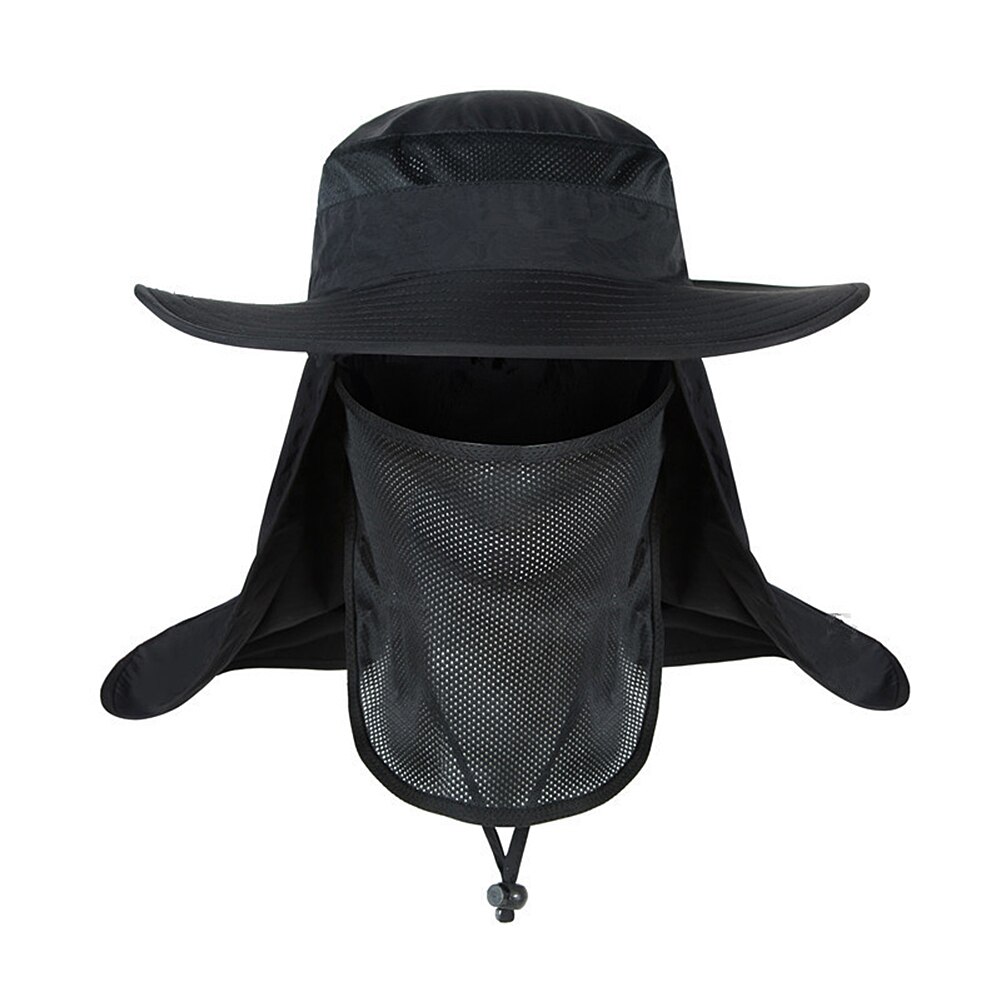 Fiskeri hat vandtæt uv beskyttelse solhætte udendørs hat fiskeri tøj til udendørs sportsfiskeri camping hinking: Sort