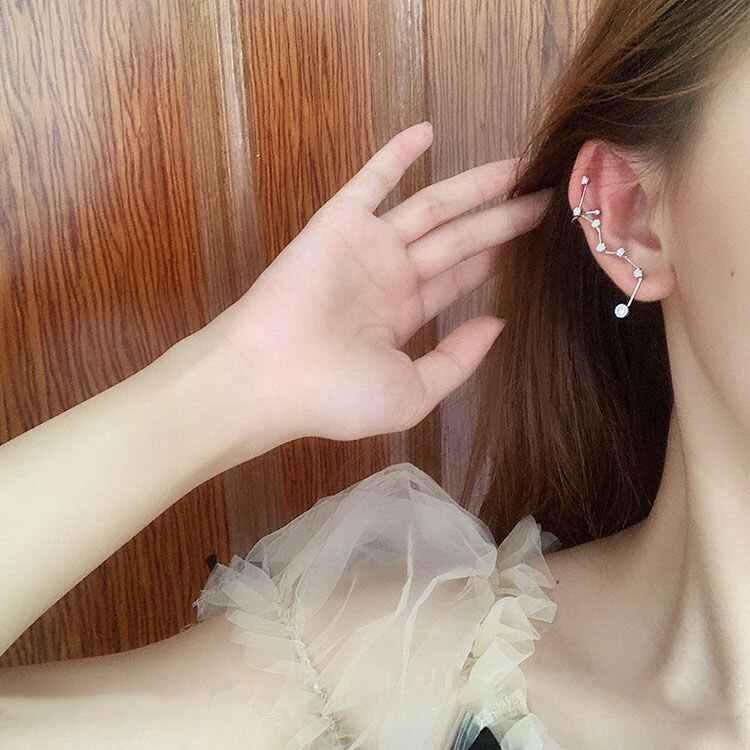 S925 Silver Ear Climber Earrings Fashionable Ear Cuff Clip on Earrings for Women Jewelry