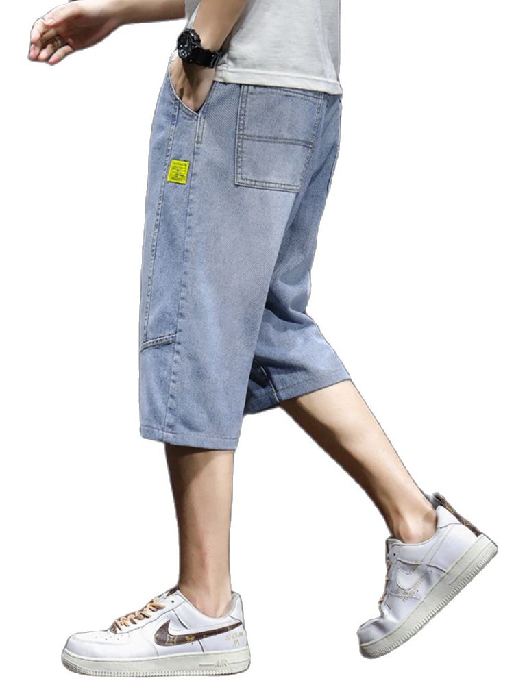 Verão novo denim jeans curto dos homens moda casual fino ajuste de alta qualidade elástico na altura do joelho denim shorts masculinos roupas marca