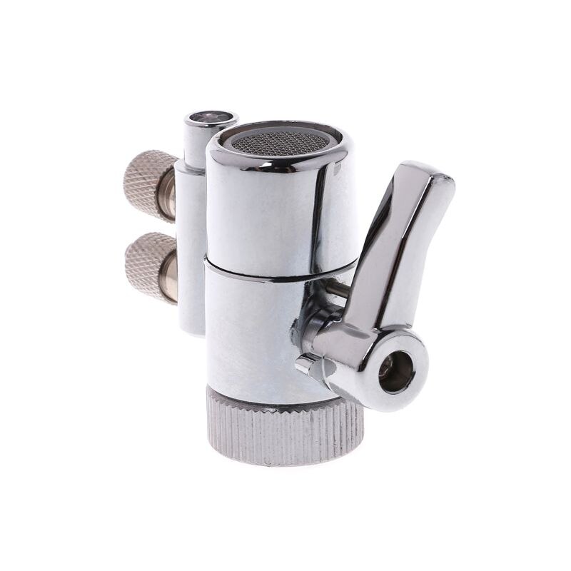 Water Filter Faucet Dual Diverter Valve M22 To 1/4" Plated Brass Water Faucet Dual Diverter Valve