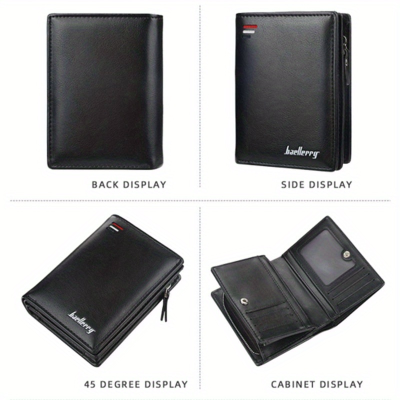 Men Wallets Zipper Card Holder Male Purse PU Leather Coin Holder Wallet