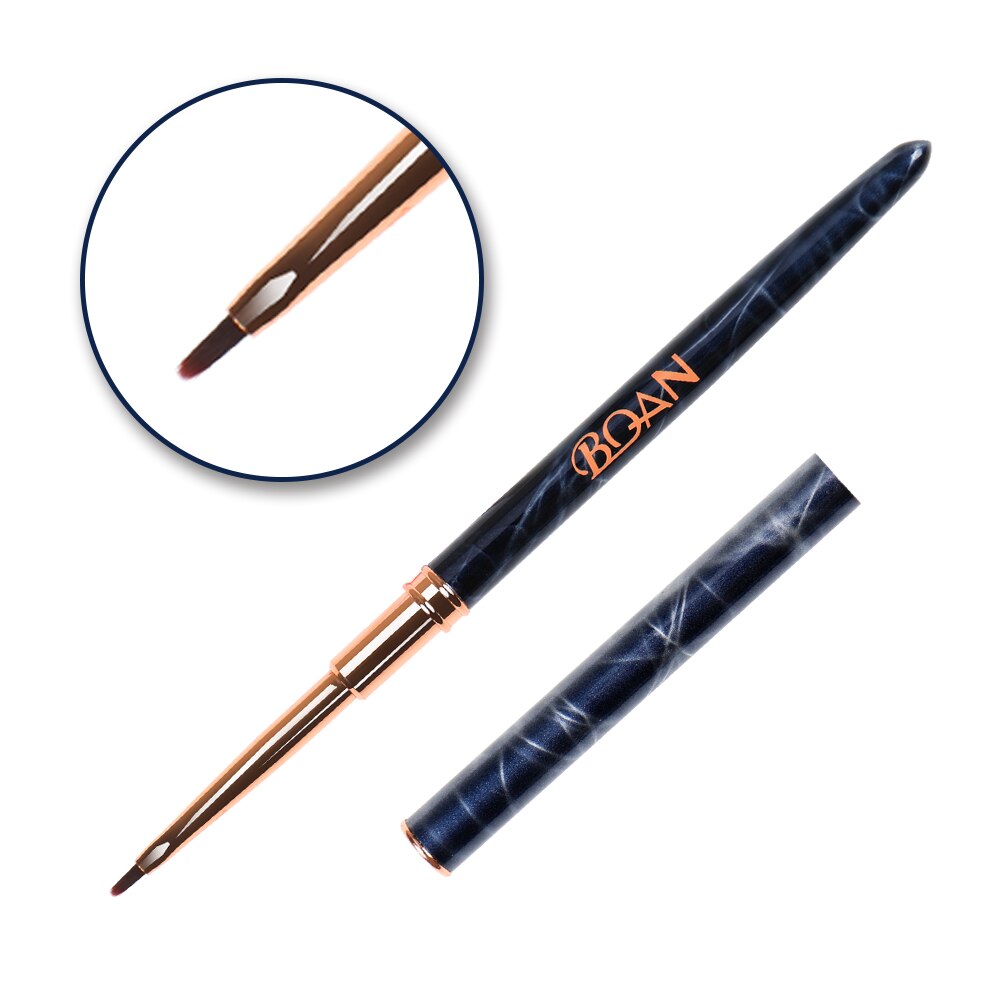 ANGNYA-pincel de mármol negro para uñas, cepillo de Gel UV para manicura, pluma de extensión de Gel acrílico, cepillo de dibujo y esmalte de uñas, 1 ud.: petal