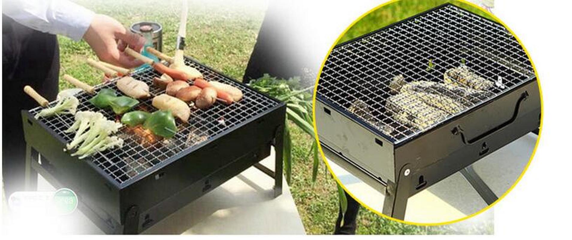 bbq grill 35*27*20cm Picnic BBQ Charcoal Grills for Barbecue & Sliver Outdoor Stainless steel Hiking Charcoal Camping Grill