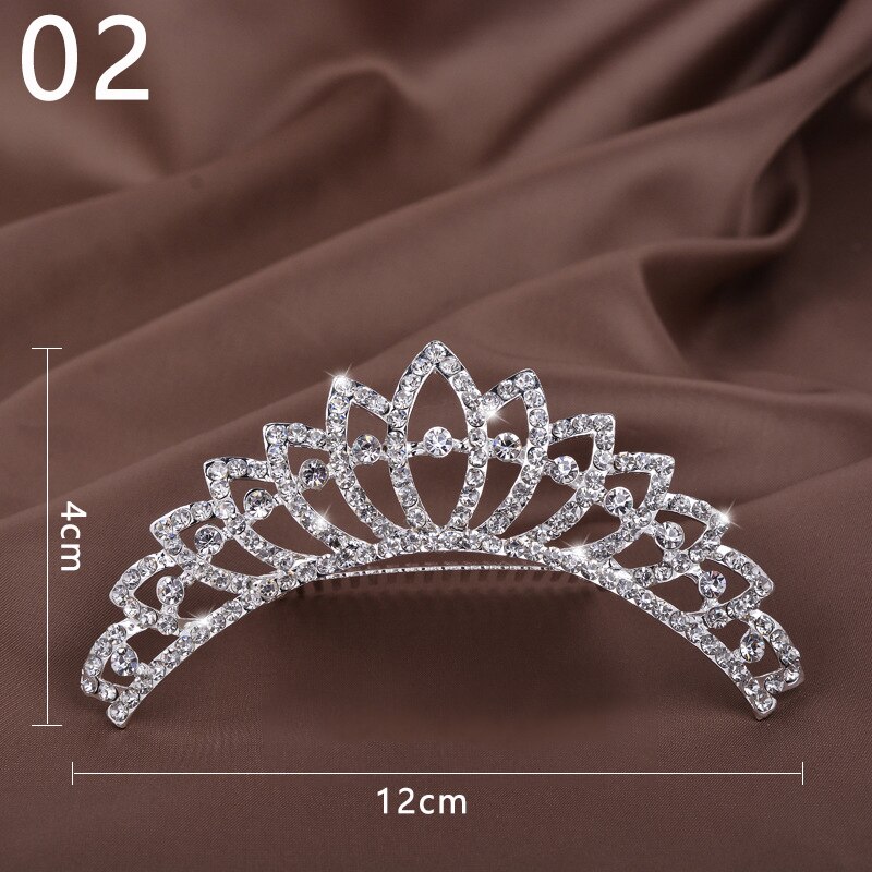 Prinzessin Krone für Mädchen Zeigen Braut Krone Tiara Diadem Silber Farbe Kristall Blumen Hochzeit Braut Haar Zubehör Kopf Schmuck: 2
