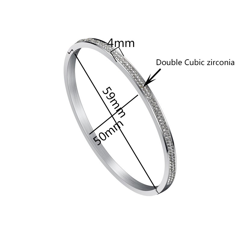 ELSEMODE à la cubique zircon manchette Bracelet en acier inoxydable trois rangées étincelant cristal amour Bracelet pour femmes fille bijoux: 2Row zircon Stone