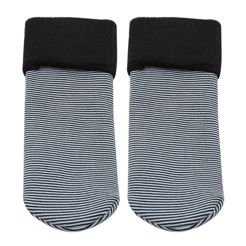 Herfst comfortabele kindersokken dikke gestreepte warme sneeuwsokken kinder krijtstreep plus fluwelen sokken: Groente