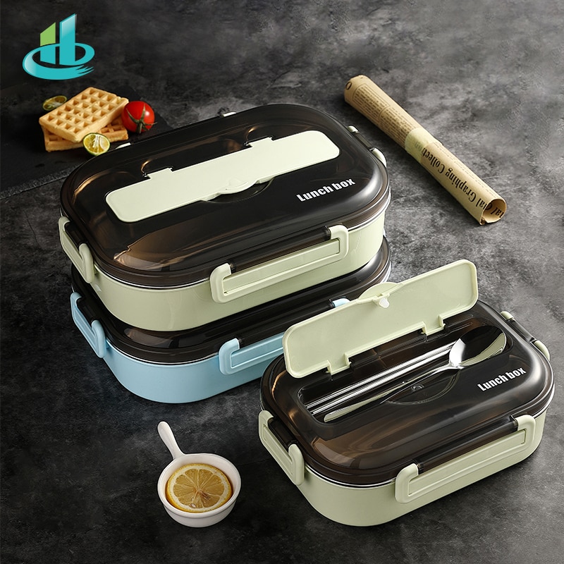 HENGFENG Portable 304 Stainless Steel Lunch Box Japanese Style Compartment Bento Box Kitchen Leakproof Food Container