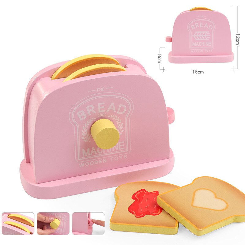 Mother garden children's wood playhouse game toy toast bread toaster wooden child kitchen toys set: single bread toy A