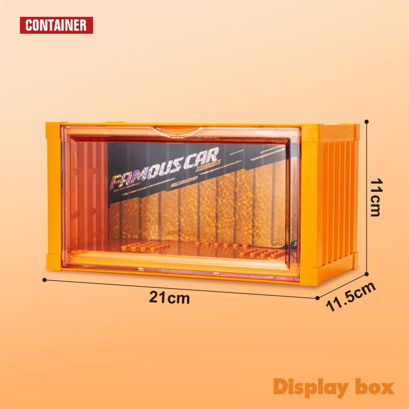 Aufbewahrungsbox mit seitlicher Öffnung für staubfreie Lagerung, DIY-Bausteine, Rennwagen-Aufbewahrungsbehälter: M / Orange
