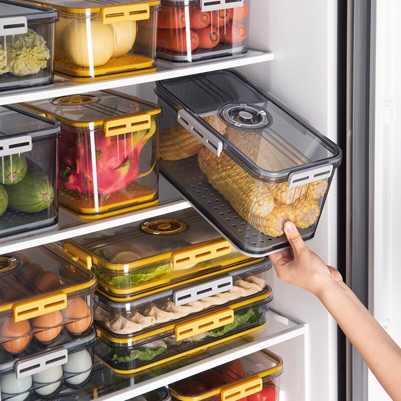 Kitchen Storage Food organizer Container PET Seal Stable Cans For Fridge High-capacity Fresh Eggs Vegetable Fruit Storage Box