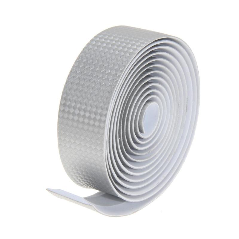 Cinta de corcho antideslizante para manillar de bicicleta, envoltura de cinturón con mango de carbono para bicicleta de carretera, 2 tapones de barra, de accesorios para piezas de bicicleta, 1 ud.: Silver