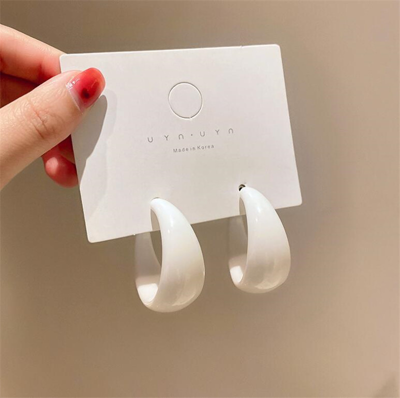 Pendientes de aro geométricos de acrílico transparente para mujer y niña, aretes colgantes en forma de C, de joyería de viaje para , tendencia coreana,: Color oro puro