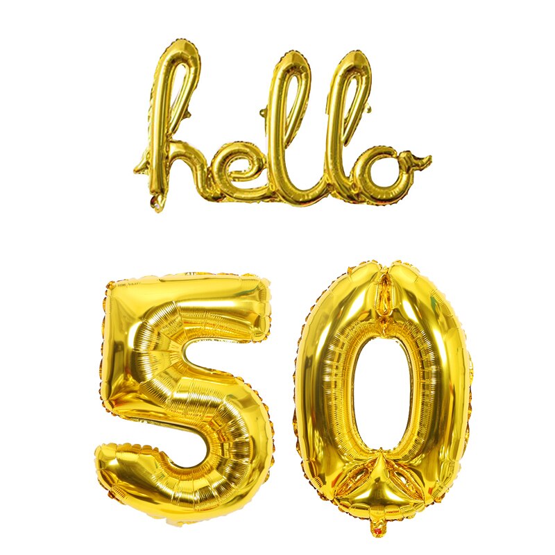 Rose Gold Hello 30 Letter Number Balloons 30/40/50/60th Birthday Party Decor 30 Number Link Balls Inflatable Air Globos Supplies: gold hello 50