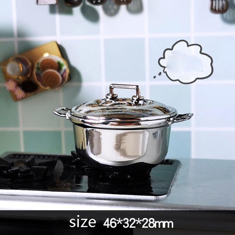 1 pc 1/12 Dollhouse miniaturowe naśladowane zapiekanki kuchenne garnki ze stali nierdzewnej: B