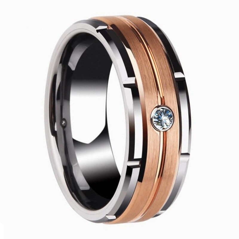 Men's Ring Charm Rose Gold Color 8mm Ring Trendy Men Jewelry For Male Valentine's Day