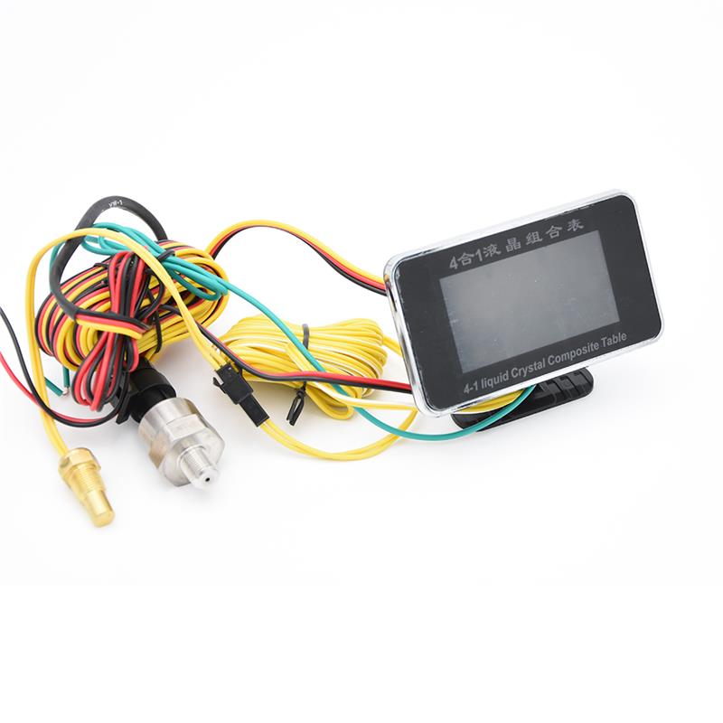 Universal 4in1 LCD Car Digital ALARM Gauge Oil Pressure Gauge Voltmeter Voltage Water Temperature Fuel Gauges Plastic Shell