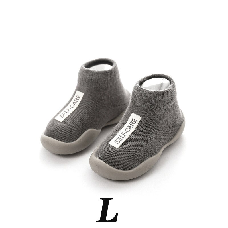 Medoboo Baby antislip Vloer Sokken Kinderen Katoenen Sokken Peuter Rubber Schoenen Printing Kids Korte Buis Sokken Voor Meisjes jongens 20: ME0111-grayL