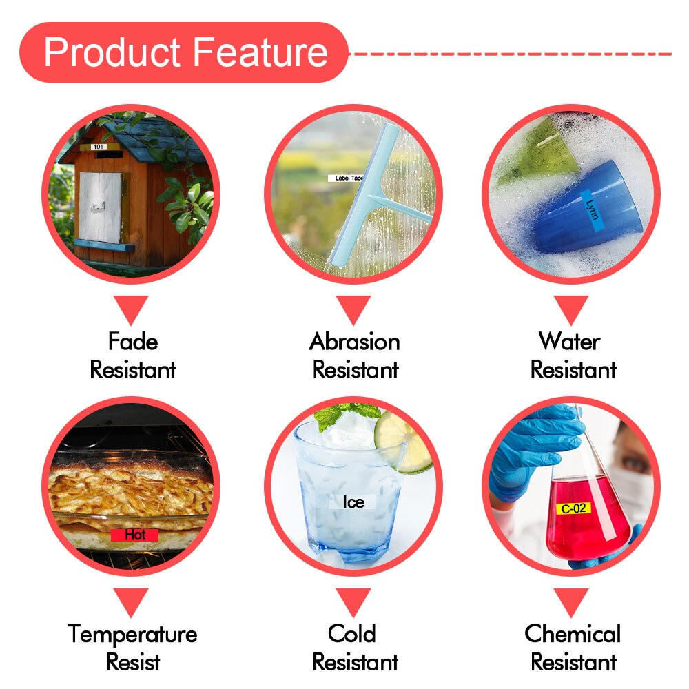 Ecowell 5pcs 12mm SS12KW LC-4WBN Black on White Compatible for Epson LW-300 LW-400 LW-600P LW-700 LC-4WBN9 Printer label maker