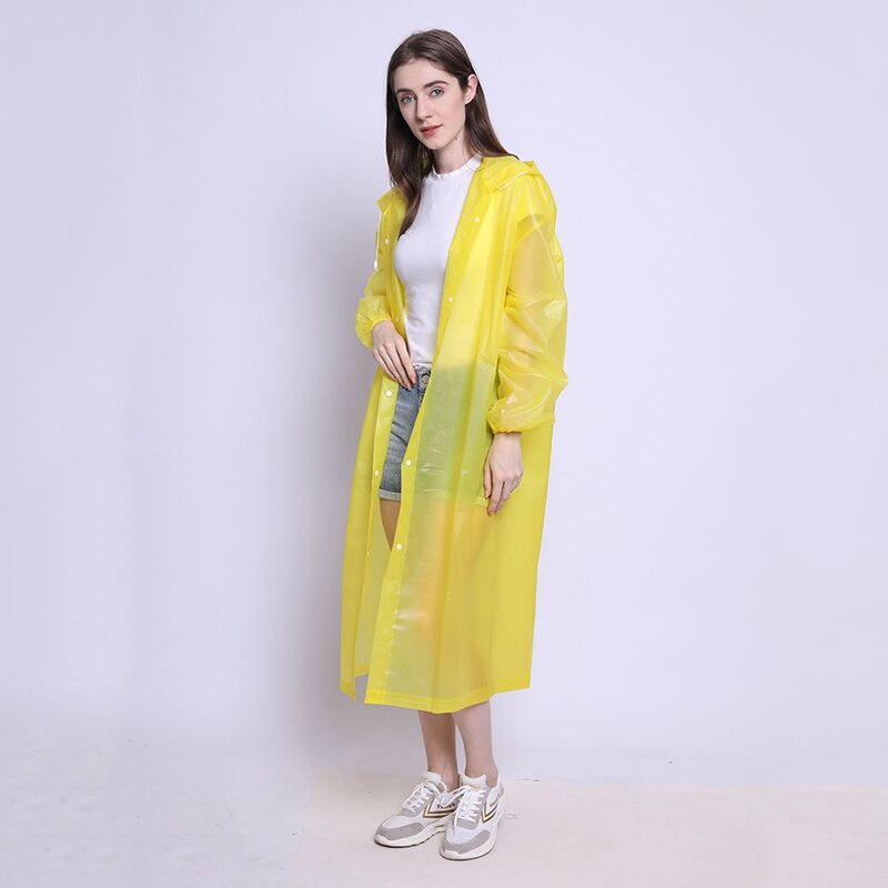 PEVA Women Man Raincoat Thickened Waterproof Rain Poncho Coat Adult Clear Transparent Camping Hoodie Rainwear Suit
