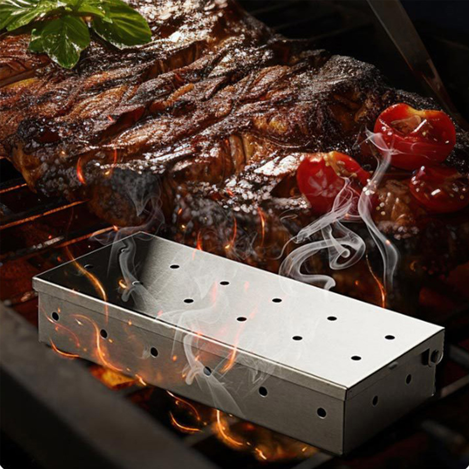 BBQ Accessories Outdoor Stainless Steel Smoker Cold Smoke BOX Barbecue Smoke Box Barbecue Grill Smoking Barbacoa for Kitchen