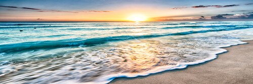 Naturlig guld strand solnedgang landskab plakater og print lærred maleri middelhavs skandinavisk væg kunst billede til stuen: Blå / 60 x 180cm uden ramme