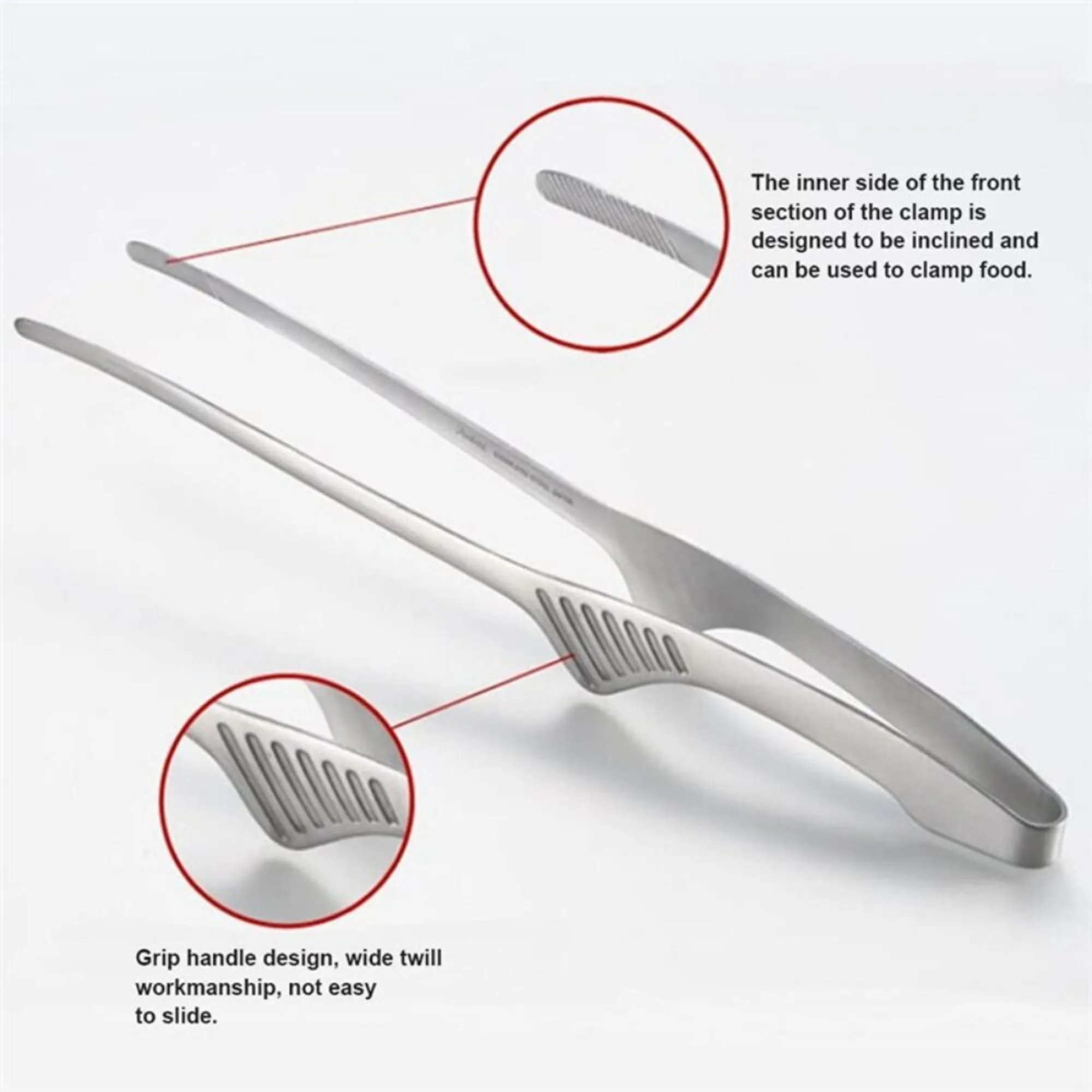 Pinzas para alimentos de acero inoxidable JJYY 304, pinzas antideslizantes para barbacoa con mango largo, pinzas para carne, herramientas de cocina, accesorios de cocina