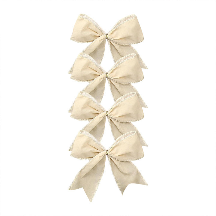 Lot de Nœuds de Noël - 4 ou 12 Pcs - Tissu Rouge Décoration Arbre Couronne Suspendu: Saphir profond