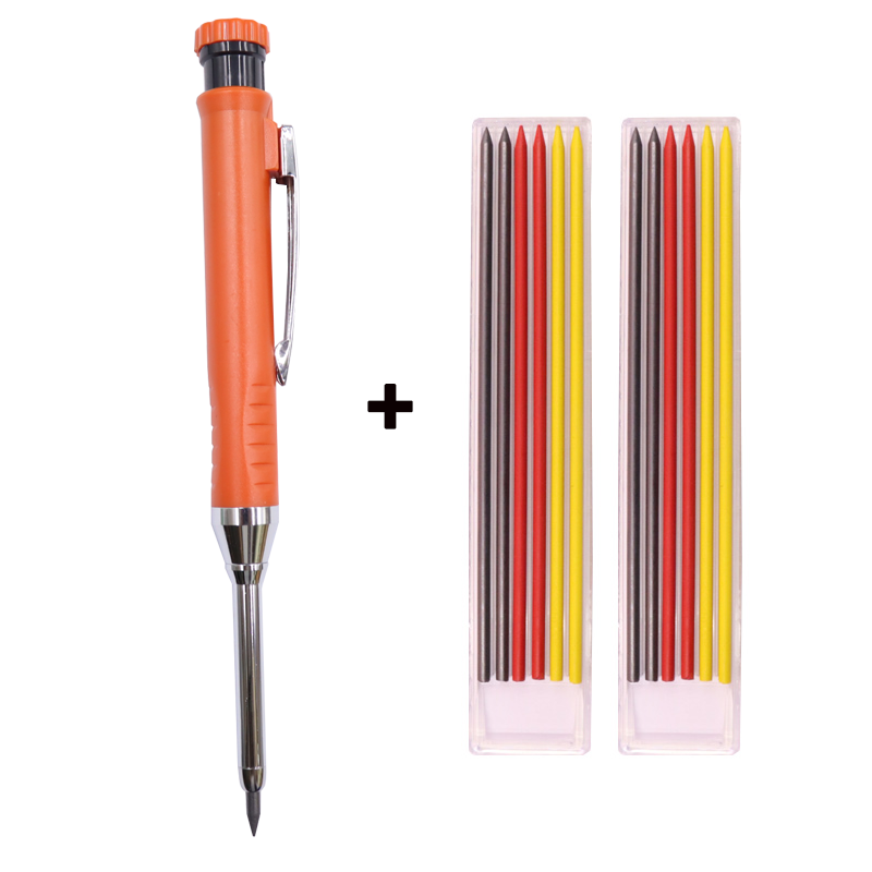 Lápiz de carpintero sólido para carpintería, mecánico, 3 colores, recarga de marcado de construcción, sacapuntas incorporado de plomo: Azul