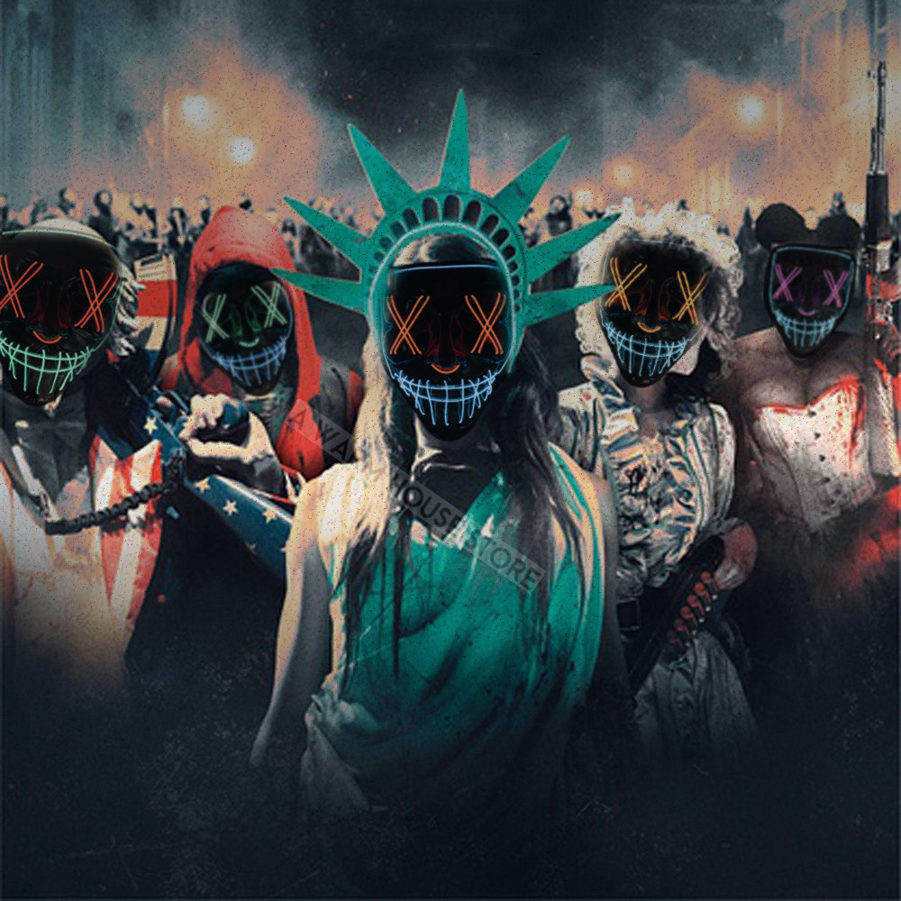 Led Mask Halloween Party Masque Masquerade Masks Neon Maske Light Glow In The Dark Mascara Horror Maska Glowing Masker Purge