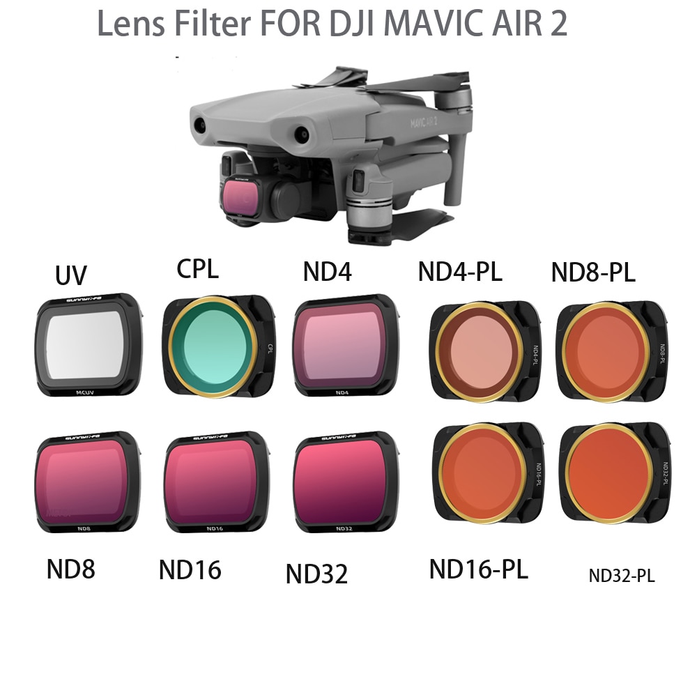 Dji Mavic Air 2 Lens Filter Mcuv Cpl Nd/Pl Filters ND4 ND8 ND16 ND32/Nd Pl Filter kit Voor Dji Mavic Air 2 Drone Accessoires