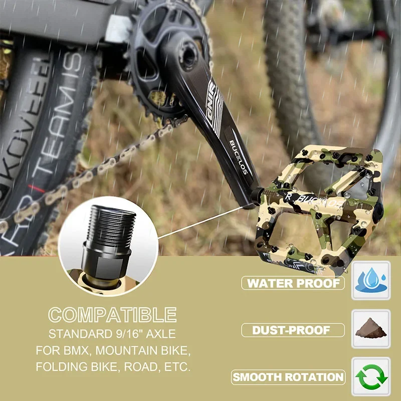 BUCKLOS Bike Pedal Nylon Durable Bicycle Flat Pedal Mtb Non-slip Mountain Bike Pedals Waterproof Road Bicycle Pedals Bike Parts