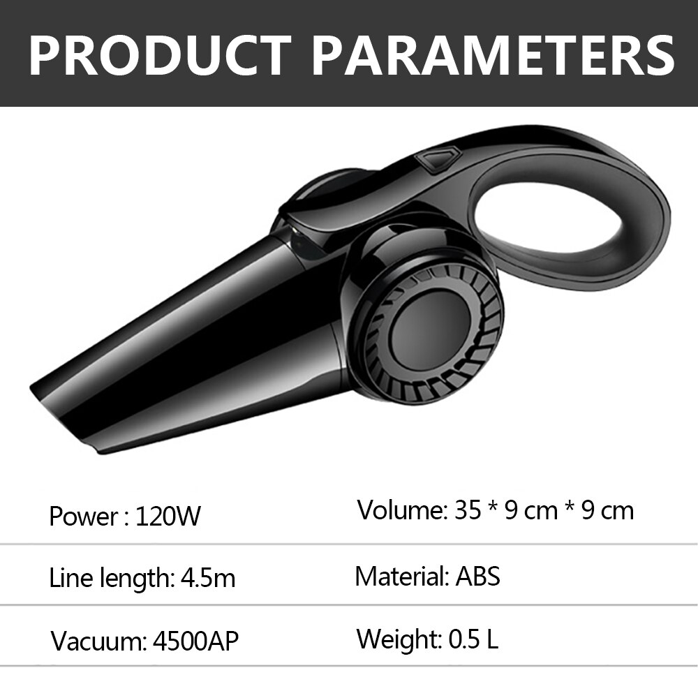 Portable Car-Vacuum-Cleaner 4500Pa Powerful-Suction for Car/Home Dust Cleanning Wet/Dry Dual Use